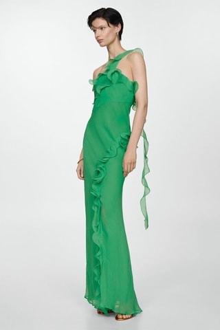 Robe asymétrique volantée - Vert
