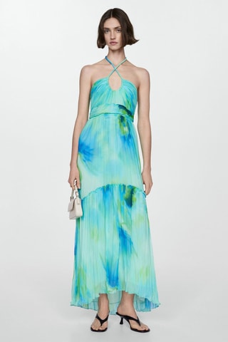 Robe imprimée à emmanchures américaines - Turquoise