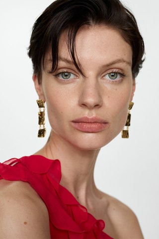 Robe asymétrique volants - Rouge