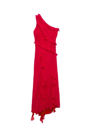 Robe asymétrique volants - Rouge