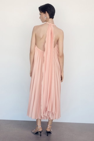 Robe longue plissée - Saumon