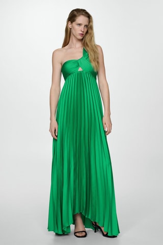 Robe asymétrique plissée  - Vert