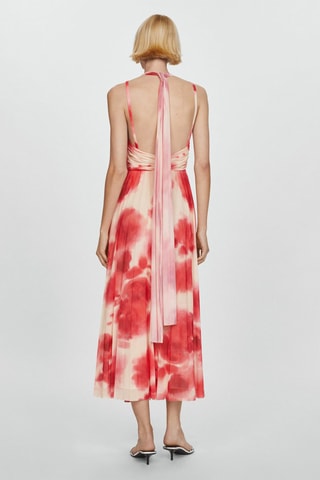 Robe plissée imprimée - Corail