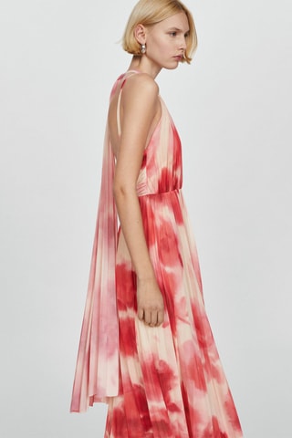 Robe plissée imprimée - Corail