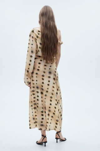 Robe asymétrique pois - Beige