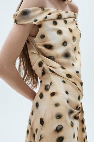 Robe asymétrique pois - Beige