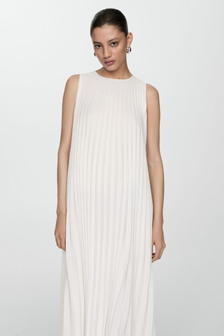 Robe évasée plissée - Blanc