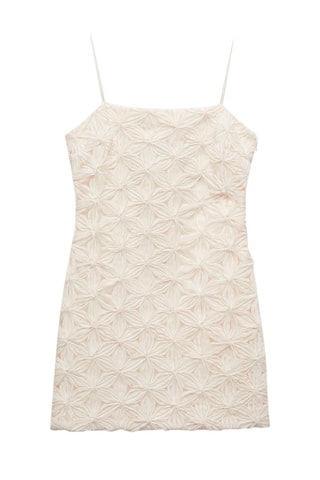 Robe fleurs texturée - Écru