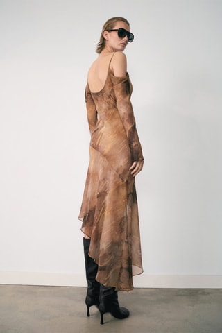 Robe gaze imprimée - Marron