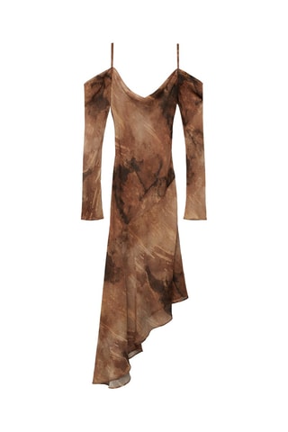 Robe gaze imprimée - Marron