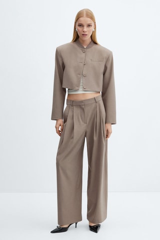 Veste crop boutons - Taupe