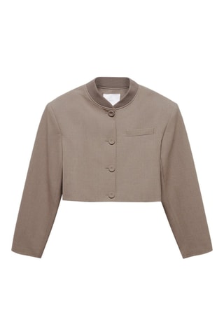 Veste crop boutons - Taupe