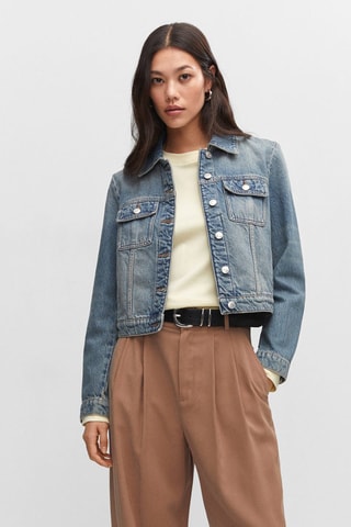 Blouson jean poches Bleu