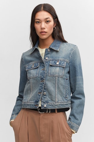 Blouson jean poches Bleu