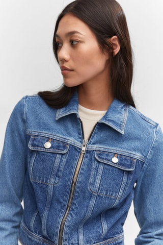 Blouson en jean contrasté Bleu