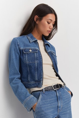 Blouson en jean contrasté Bleu