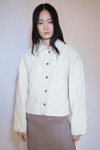 Blouson velours côtelé matelassé - Blanc cassé
