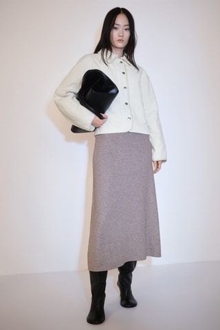 Blouson velours côtelé matelassé - Blanc cassé