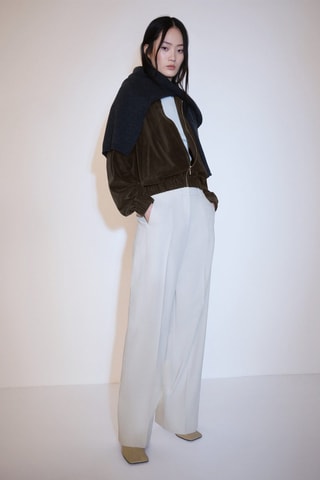 Blouson bomber velours côtelé - Kaki