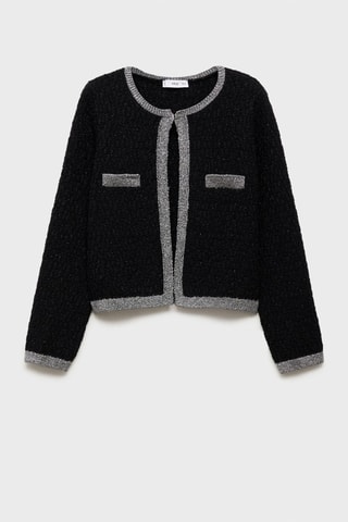 Blouson maille détail Lurex - Noir et argenté