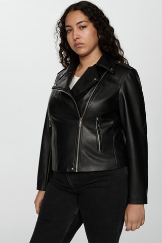 Blouson biker simili-cuir - Noir