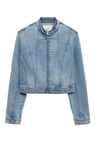 Blouson en jean fermeture Éclair - Bleu