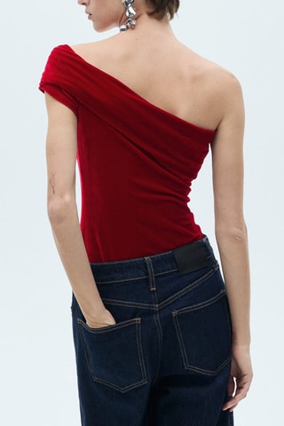 Body asymétrique velours - Rouge