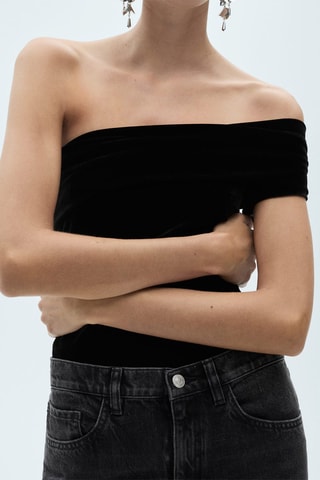 Body asymétrique velours - Noir