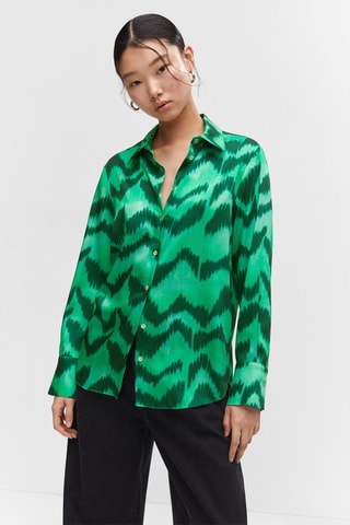Chemise satinée imprimée - Vert