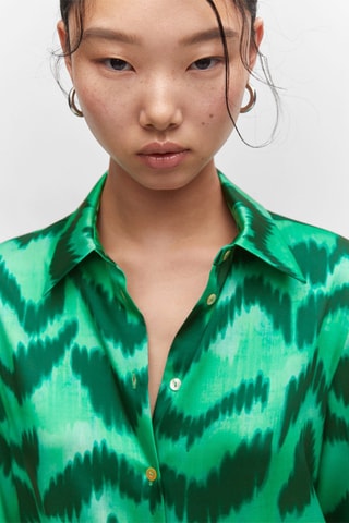 Chemise satinée imprimée - Vert