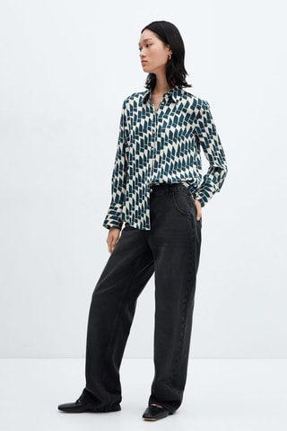 Chemise fluide satinée - Bleu nuit