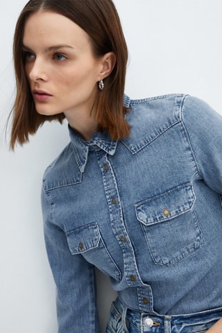 Chemise jean poches - Bleu