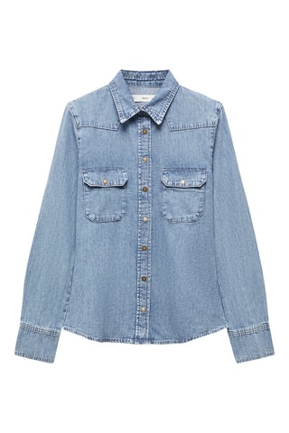 Chemise jean poches - Bleu