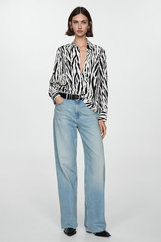 Chemise imprimée fluide - Blanc et noir