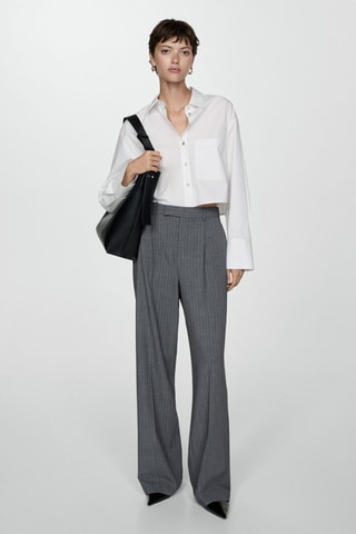 Chemise crop poche - Blanc cassé