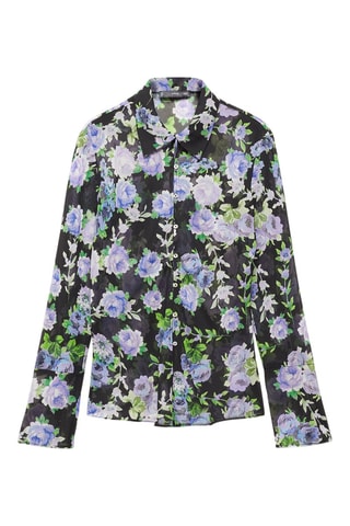 Chemise imprimée semi-transparente - Noir