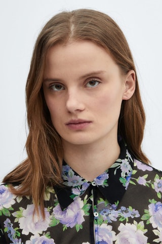 Chemise imprimée semi-transparente - Noir