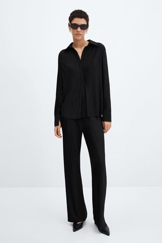 Chemise texturée boutons - Noir