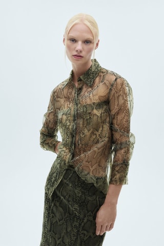 Chemise organza serpent - Écru