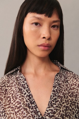 Chemise fluide léopard - Marron