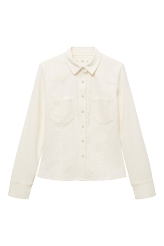 Chemise velours milleraies poches - Blanc cassé