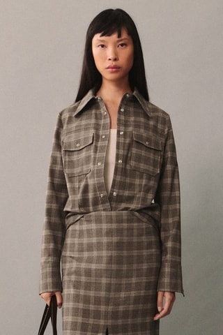 Surchemise carreaux poches - Beige