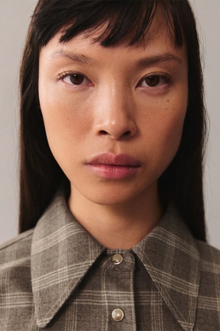 Surchemise carreaux poches - Beige