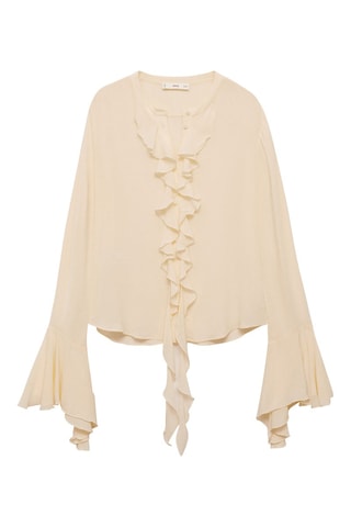 Chemise volants manches longues - Écru