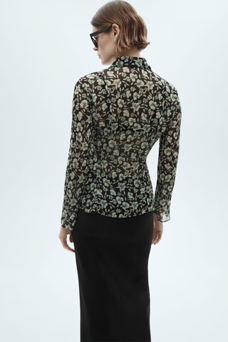 Chemise gaze fleurs - Noir