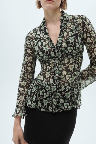 Chemise gaze fleurs - Noir