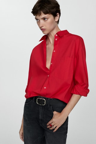 Chemise oversize poches - Rouge
