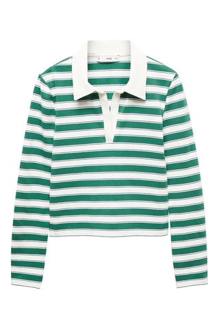 Polo col V rayures - Vert