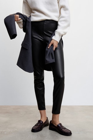 Legging similicuir ouvertures - Noir