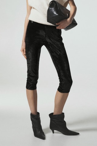 Legging capri sequins - Noir